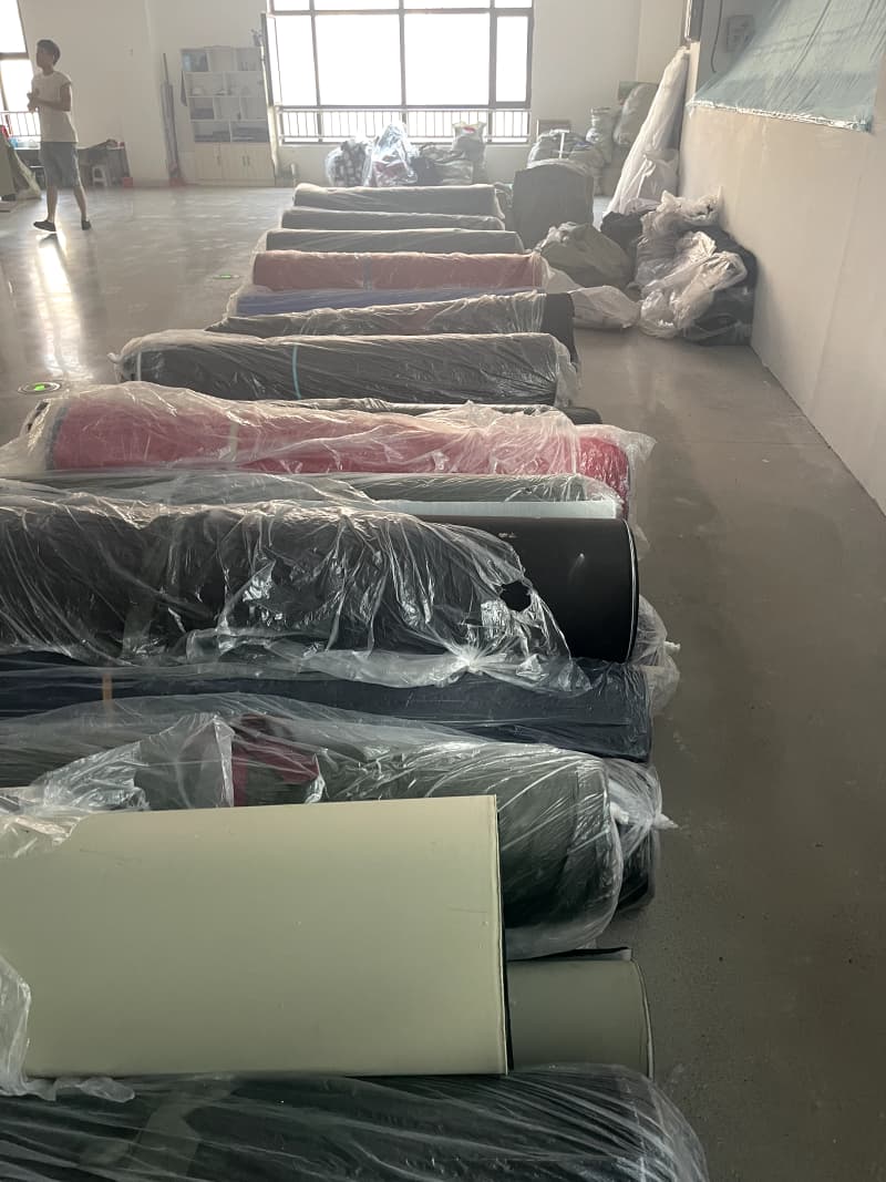 Cut fabric panels at Yuchen Hat Co., Ltd.